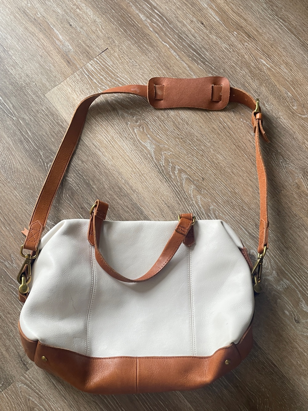 Madewell Cream and Tan Women's Satchel Shoulder Bag